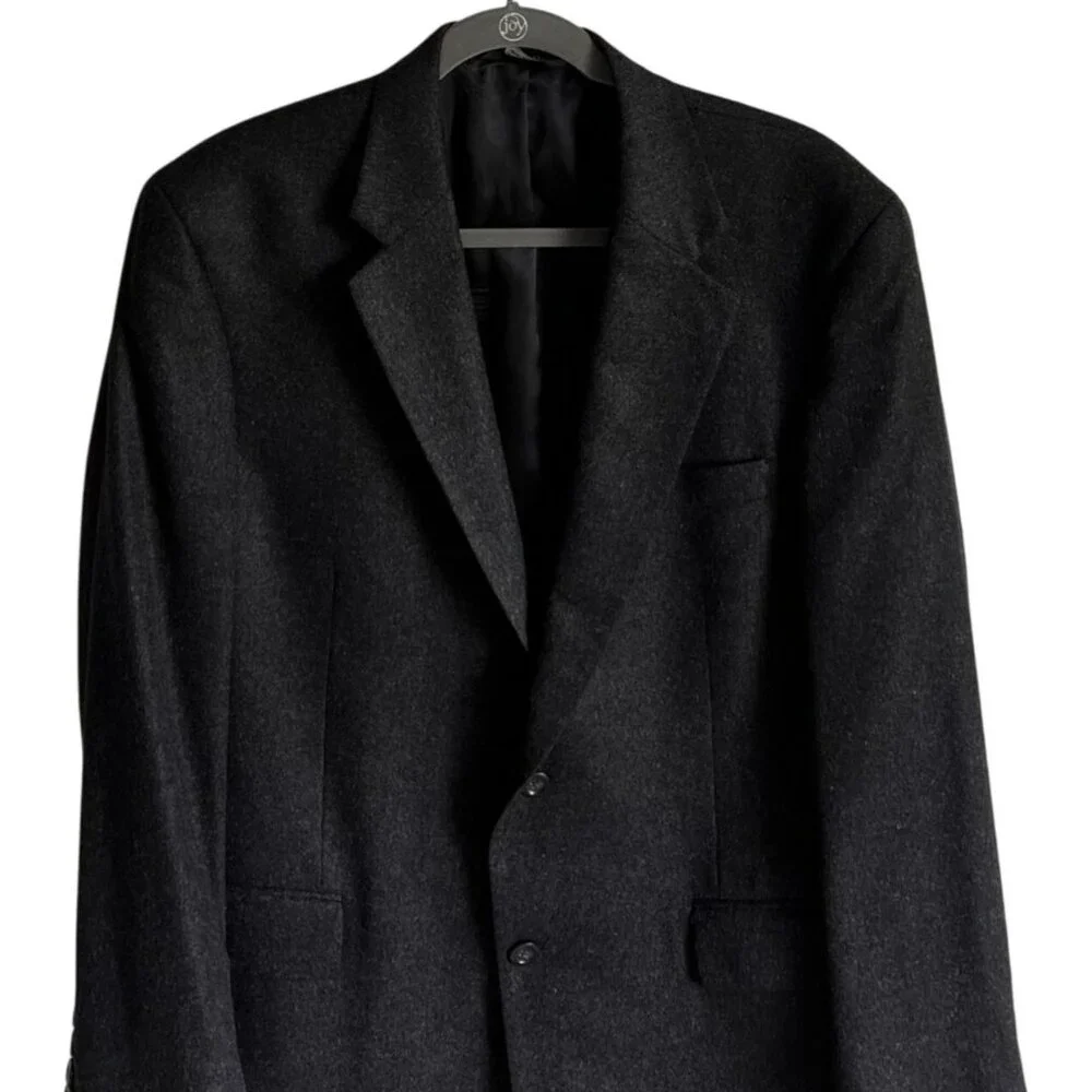 Jos. A. Bank Men's 100% Cashmere Blazer 42R Charcoal Grey 2 Button Vintage - Picture 2 of 7